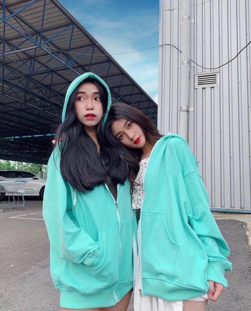 Áo Hoodie Zip Trơn Tay Dài Túi Bụng Ảnh+Clip Thật