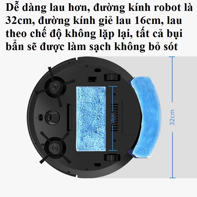 Robot hút bụi lau nhà thông minh điều khiển từ xa qua app có tiếng Việt chống rơi  kèm bình nước gia dụng nội địa Trung
