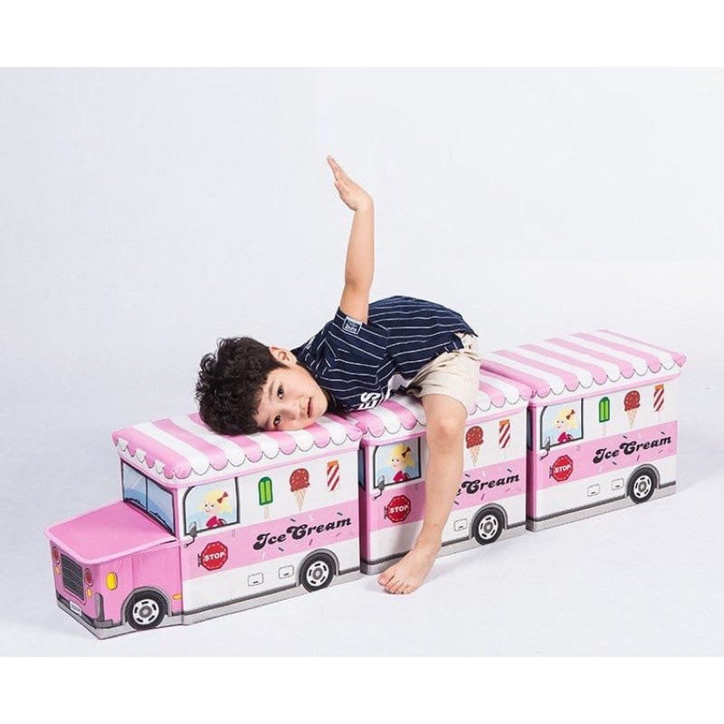 HÀNG LOẠI 1 - Thùng đựng đồ chơi xếp hình xe ô tô tàu hoả cho bé kiêm ghế ngồi