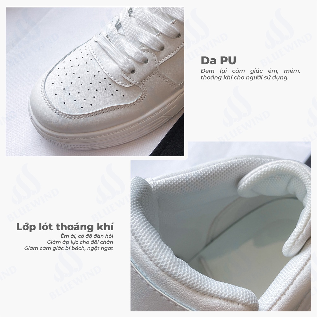 Giày Sneaker Nữ Cổ Cao BLUEWIND Đế Cao Su Nguyên Khối Da PU Mềm Mại 68840