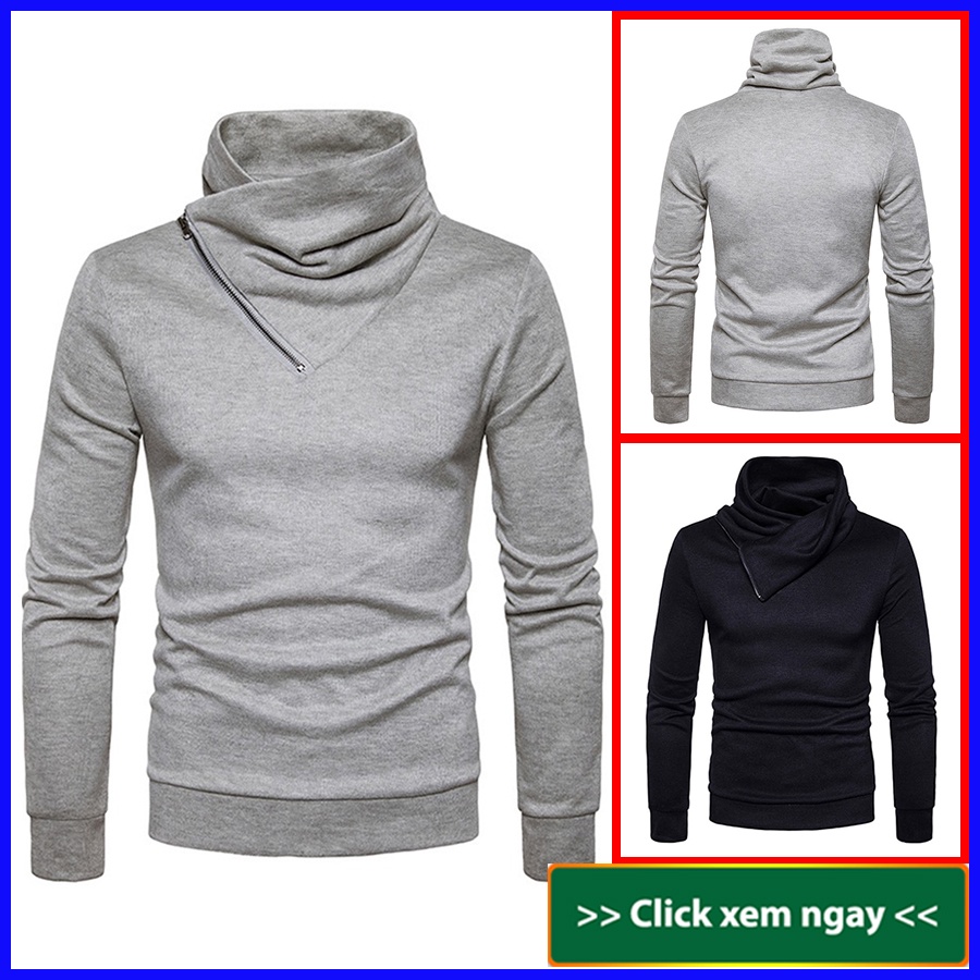 Áo thu đông nam, Áo nỉ  nam phối khóa cổ vạt chéo, chất vải da cá co dãn 4 chiều phong cách hàn quốc trẻ trung, N8