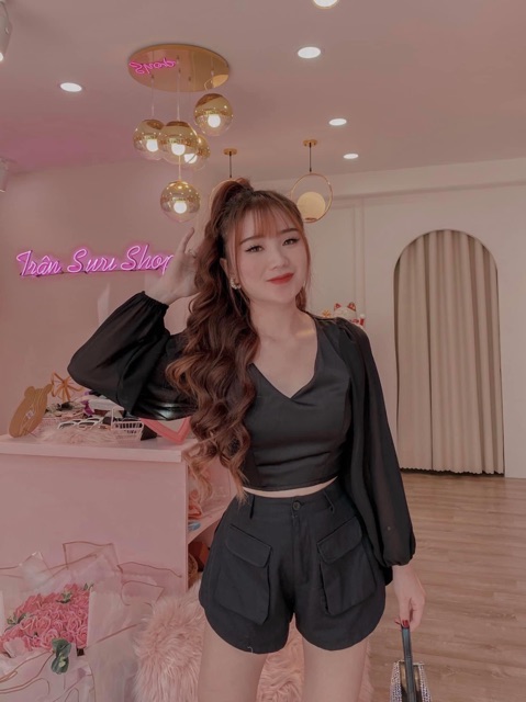 🥰🥰 Áo Croptop Trắng Cột Nơ Lưng Tay Bồng♥️ | BigBuy360 - bigbuy360.vn