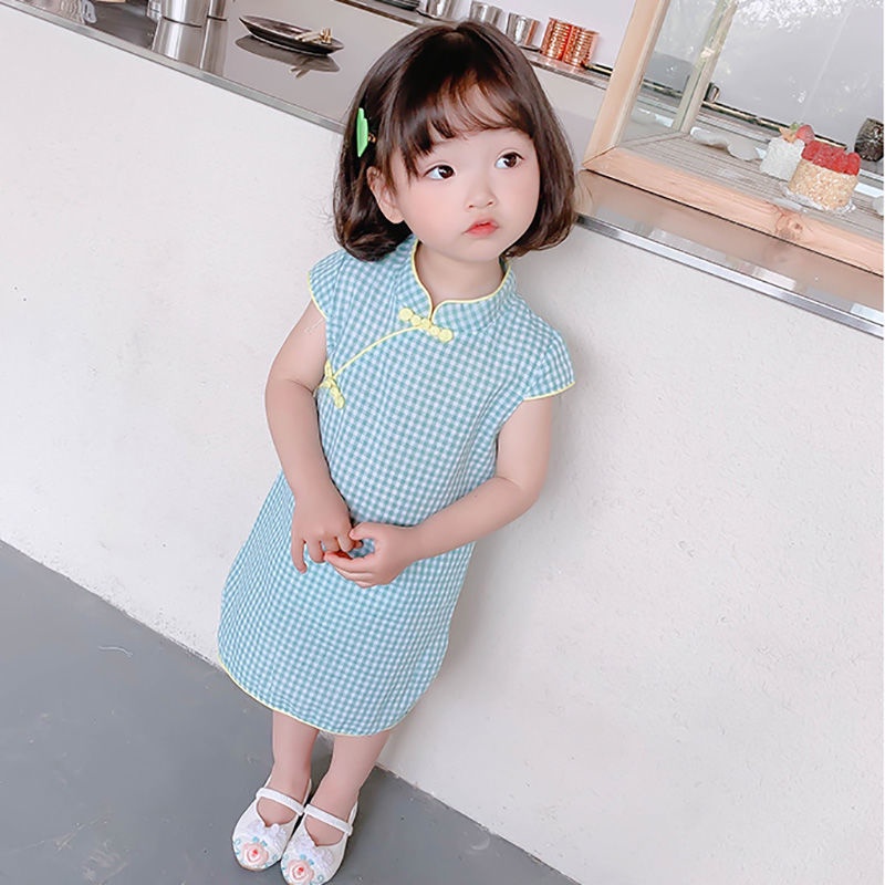 Đầm sườn xám thời trang mùa hè dành cho bé gái 1-4 tuổi