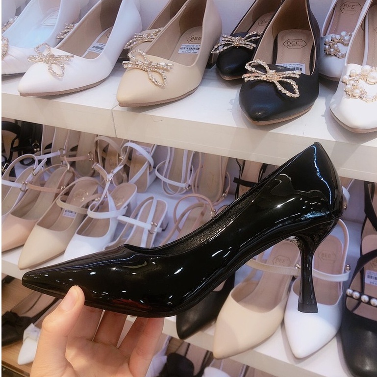 BEESHOES - GIÀY CAO GÓT NỮ MŨI NHỌN GÓT NHỌN CAO 7 PHÂN - GIÀY NỮ CAO 7 PHÂN CHẤT DA BÓNG TRƠN ĐI SIÊU ÔM