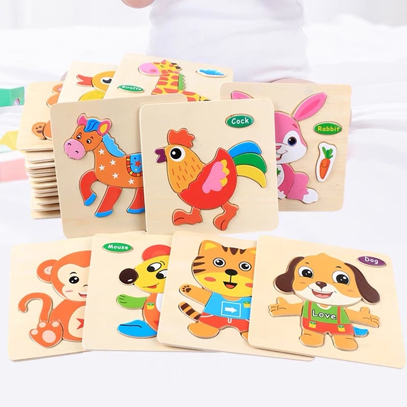 Combo 5 tranh ghép nổi hoạt hình động vật, giao thông cho bé