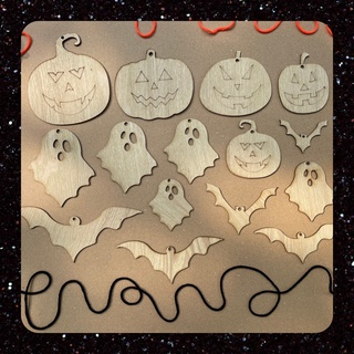 Bộ 15 miếng gỗ tô màu halloween bí, ma, dơi 🎃 👻 🦇