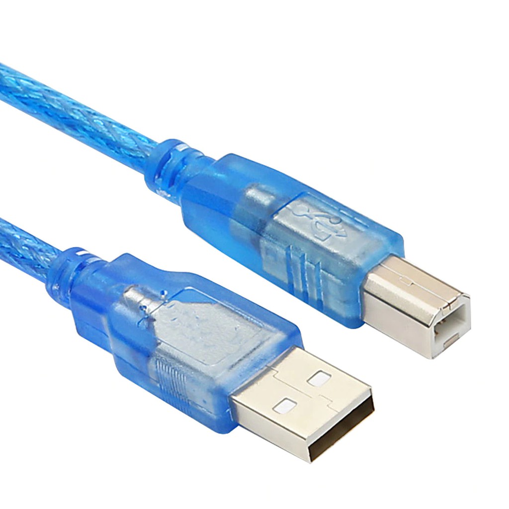 Transparent Blue 30cm USB 2.0 Printer Cable Dual Shielding