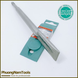 Mũi đục Bê tông Heller tự mài - đầu dẹp, Chuôi gài SDS Plus - Made in Germany.