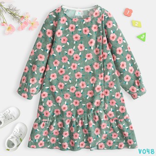 Váy Cho Bé Gái Chất Nhung Tăm Hoạ Tiết Hoa Thời Trang BELLO LAND