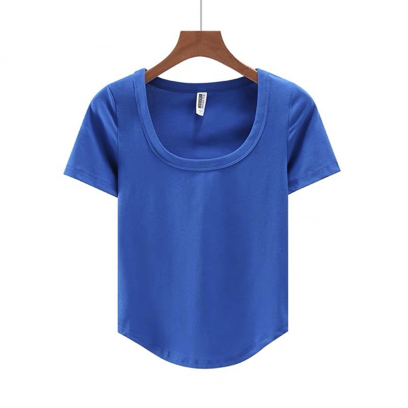 Áo thun JSC ngắn tay ôm dáng phong cách cổ điển Mỹ cho nữ