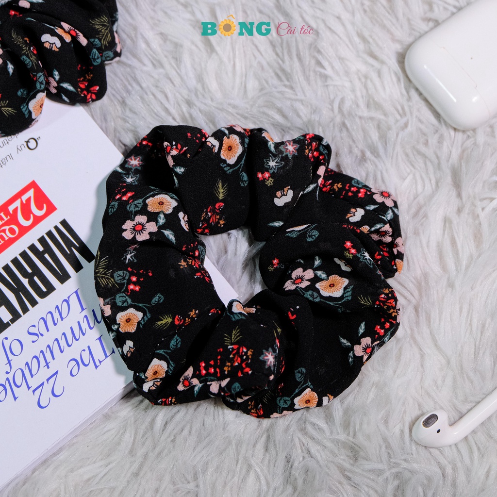 Dây buộc tóc scrunchies muslin hoa đường kính 11cm SR50 - scrunchies BÔNG Cài Tóc