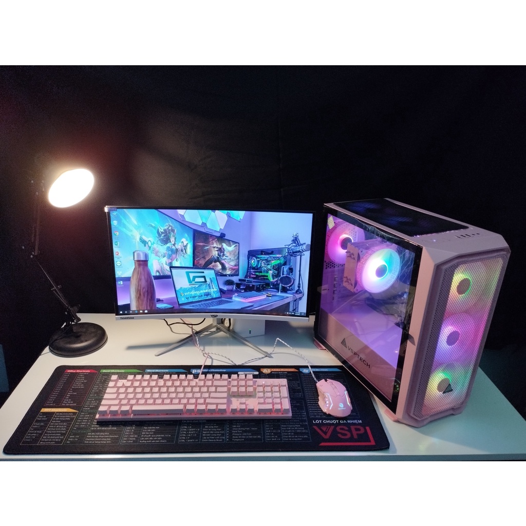 Full Bộ PC Core i5/Ram 8GB/SSD 128GB/HDD 500GB/VGA 750Ti kèm màn hình 24inch IPS FULL HD phím chuột cơ hồng xịn xò