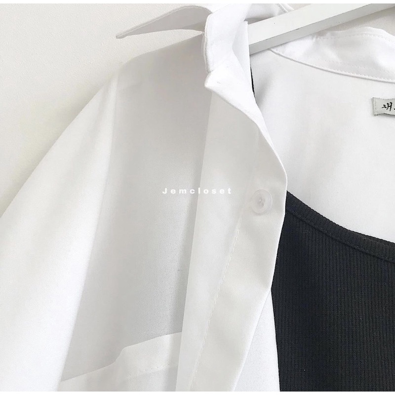 Sơ Mi Tay Dài KATE 1 Túi + Áo 2 Dây