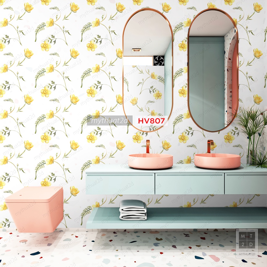 Decal không thấm nước, decor dán bếp, nhà tắm, hoa văn FLEA