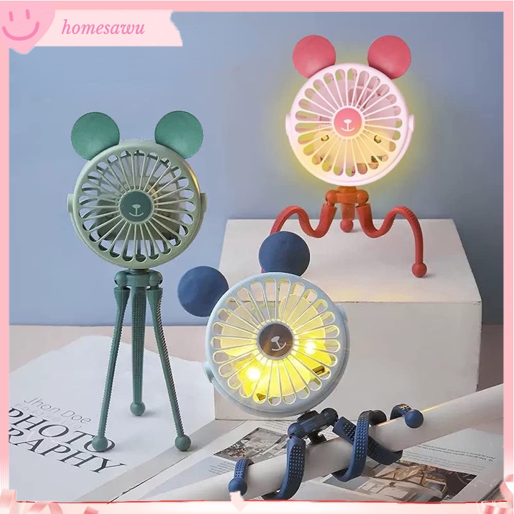 Quạt Mini Có Kẹp Gắn Xe Đẩy Em Bé Có Thể Sạc Lại