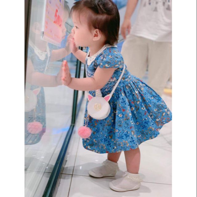 Váy thêu smock của Next hoa nhí màu xanh 1218m
