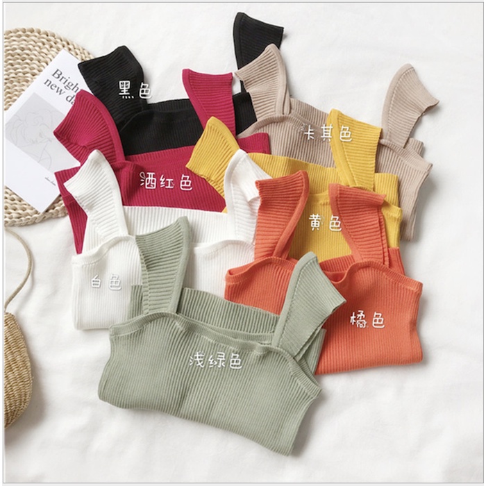 Áo 2 dây nữ croptop bản to kiểu dáng ôm đẹp nhiều màu kèm ảnh thật AD01