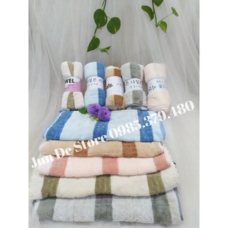 Khăn tắm, khăn lau đầu 35x75 SỌC KẺ TO ❇️FREESHIP ❇️ Siêu thấm hút, nhanh khô, màu sắc trẻ trung.