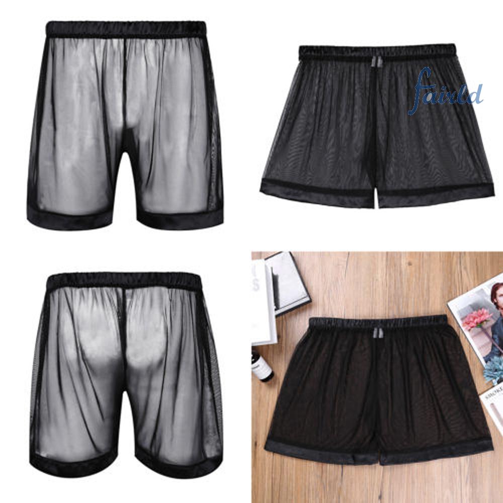 Quần đùi lót boxer vải lưới xuyên thấu form rộng quyến rũ dành cho nam