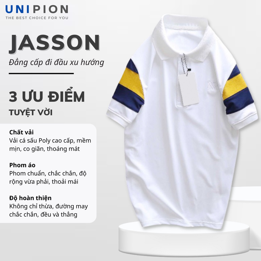 Áo POLO Nam UNIPION phối tay cao cấp vải cá sấu chống nhăn cực sang trọng