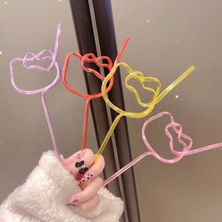 Hello Kitty Straw Milk Drinking Straw Stirring Stick Reusable Drinking Straws Gift