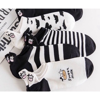 😍FREESHIP😍Sét 10 đôi tất cổ thấp hình bò sữa