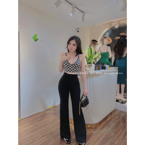 Áo 2 dây ô vuông cổ tim siêu hot(B.C)