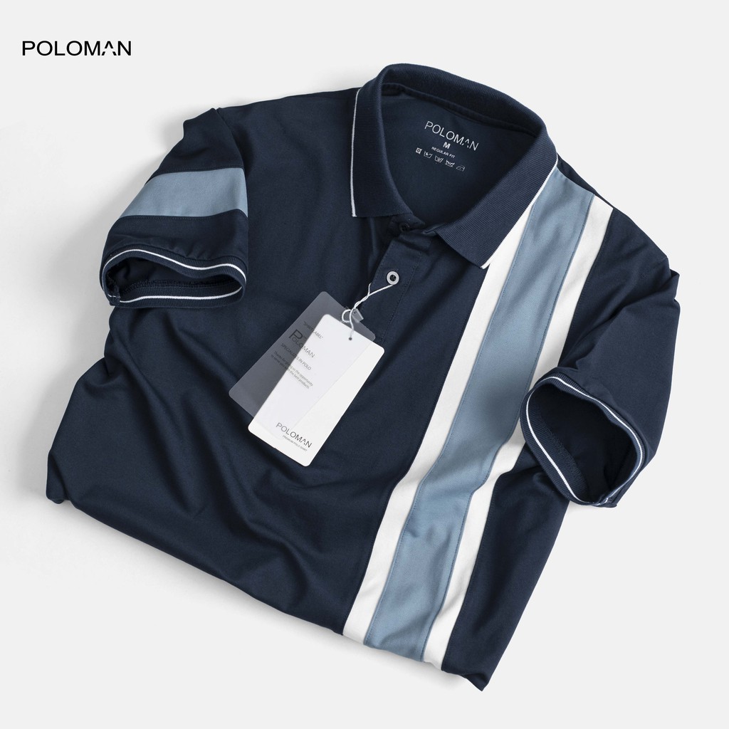 Áo Polo nam cổ bẻ phối UZA vải cá sấu Cotton xuất xịn,chuẩn form,sang trọng-lịch lãm màu XANH P45 - POLOMAN | BigBuy360 - bigbuy360.vn
