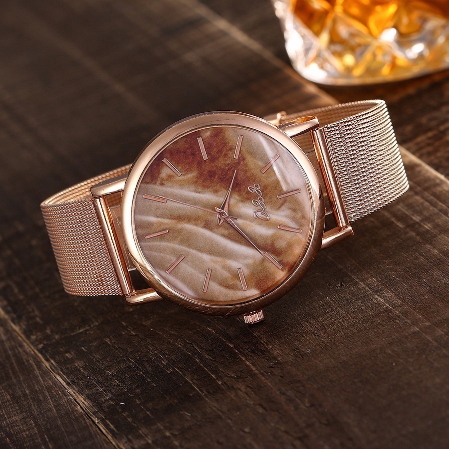 Đồng hồ nữ dây bạc mặt đá cẩm thạch phong cách thời trang