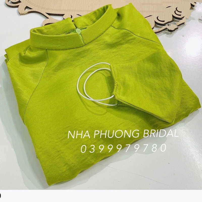 Áo Dài Truyền Thống Lụa Tây Thi May Sẵn Màu Xanh Cốm_Nhã Phương Bridal