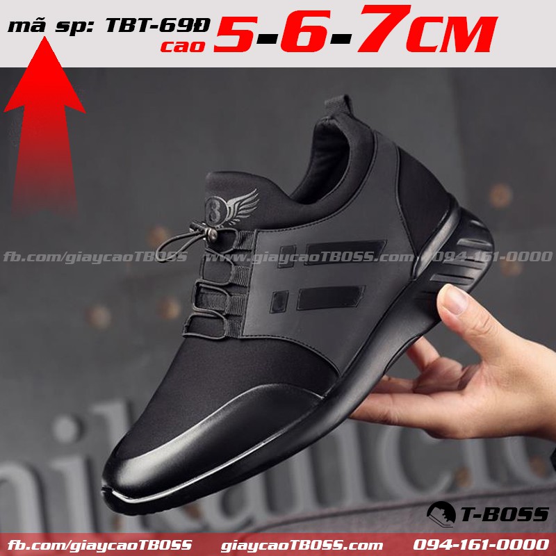 - giày cao Thể Thao nam t-Boss tăng chiều cao 5cm - 6cm - 7cm T-BOSS - Mã sản phẩm TBT-69Đ - Màu đen
