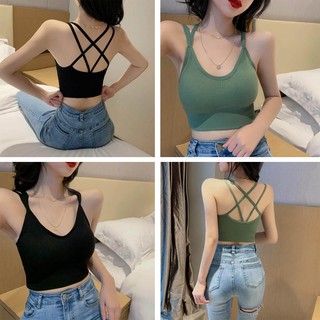 Áo 2 dây croptop đan chéo lưng cực xinh áo 2 dây bra cá tính