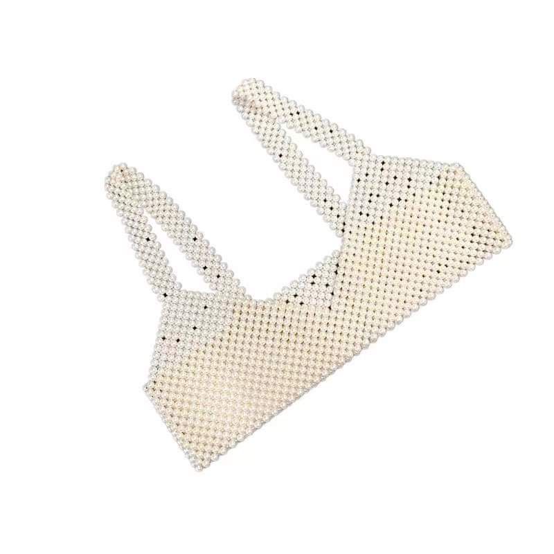Áo 2 dây kết hạt cườm giả ngọc trai handmade cuốn hút