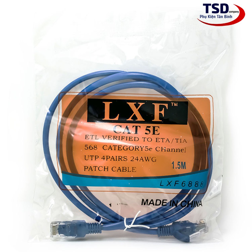 Cáp Mạng 2 Đầu Bấm Sẵn Tốc Độ CAT 5E LXF Dài 1M5