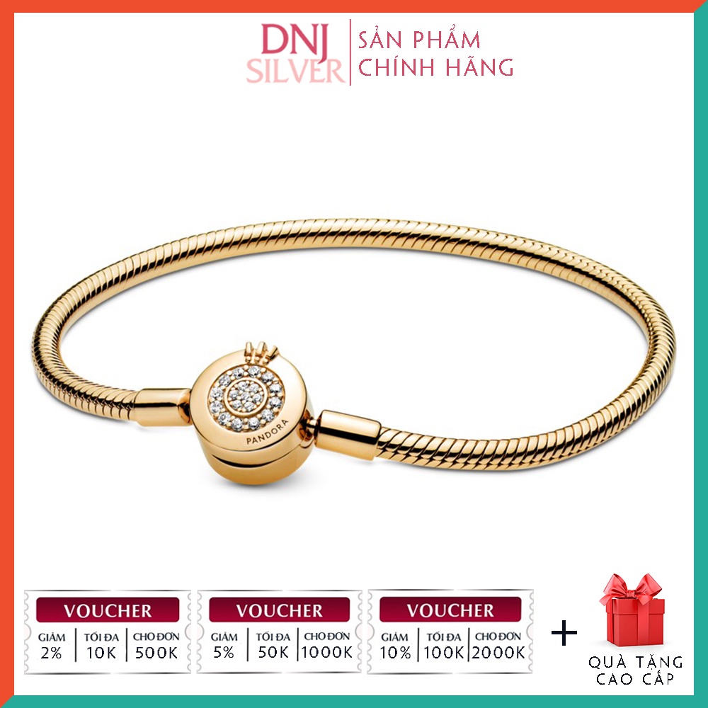 Vòng tay bạc 925 cao cấp - Mẫu vòng Sparkling Crown O Snake Chain, có thể mix thêm hạt charm vào vòng theo ý thích