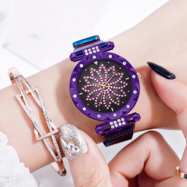 Đồng hồ nữ Ulzzang mặt hoa 3d dây nam châm siêu xinh