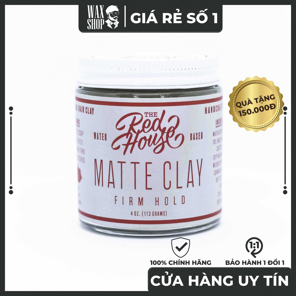 Sáp Vuốt Tóc Matte Clay - The Red House ⚡ [Chính Hãng] ⚡ Tặng Kèm Pre-Styling Oil và Lược Sấy Phồng