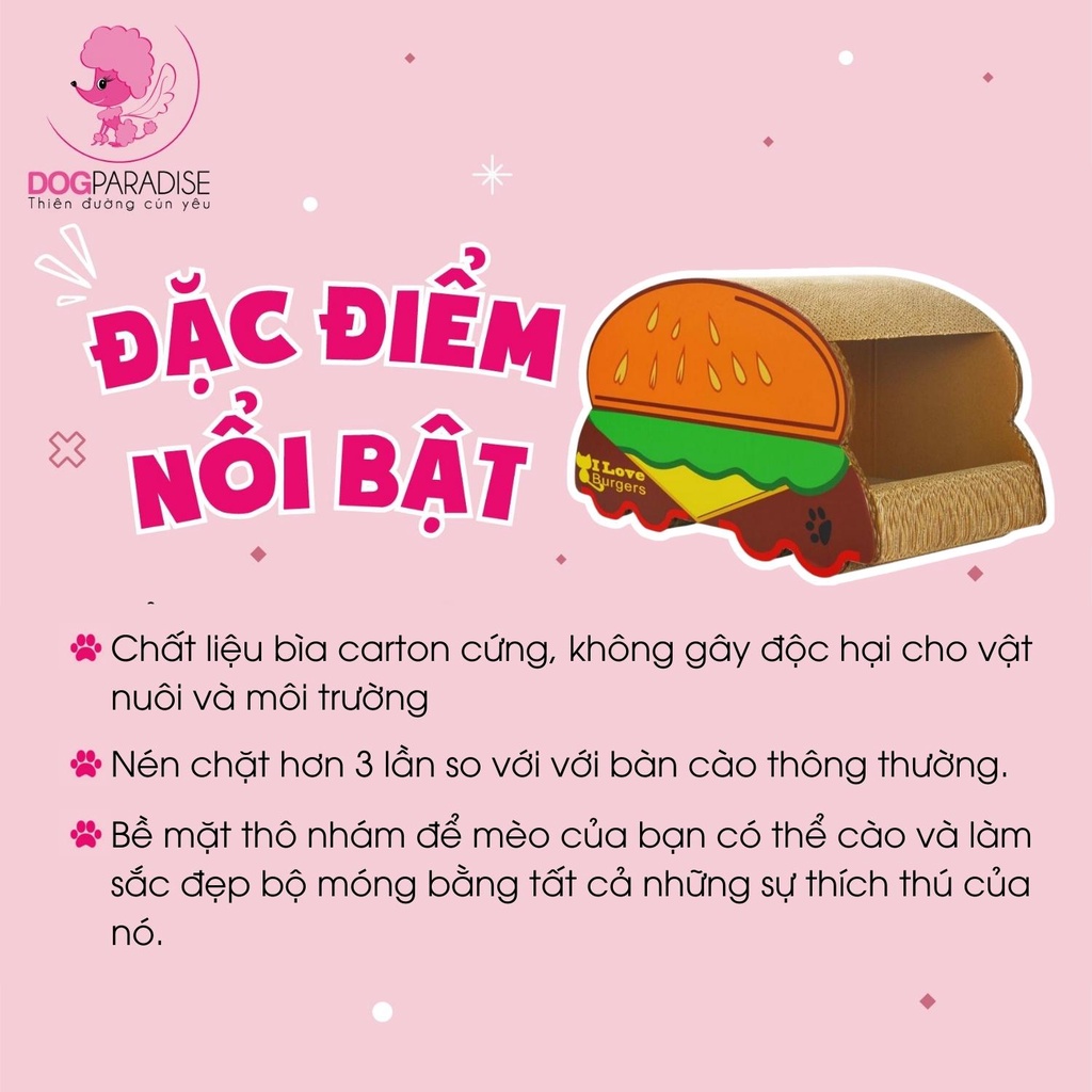 Trụ cào móng cho mèo ICLE hình Hamburger ngộ nghĩnh đáng yêu - Dog Paradise