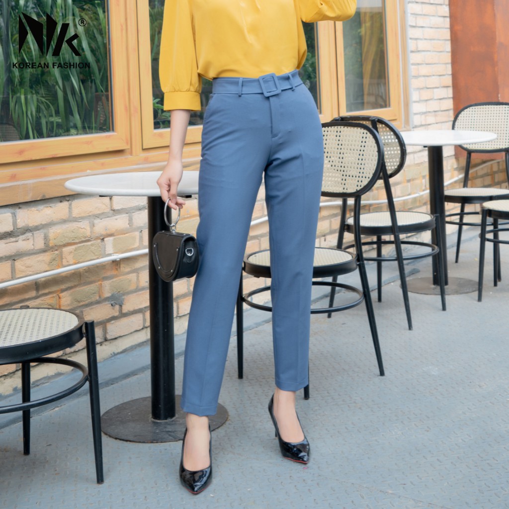 Quần Tây Nữ NK FASHION Dáng Ôm Ống Đứng Thắt Đai Chữ Nhật NKQU2104013