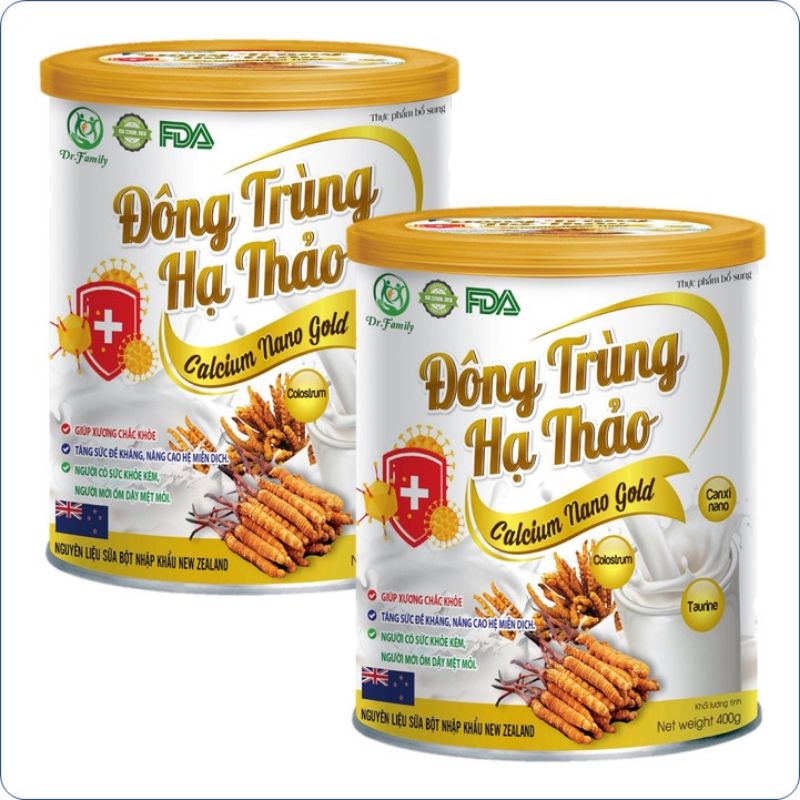 Sữa bột ĐÔNG TRÙNG HẠ THẢO Calcicum Nano Gold_Giúp tăng cường sức đề kháng, nâng cao miễn dịch_Hộp 400g