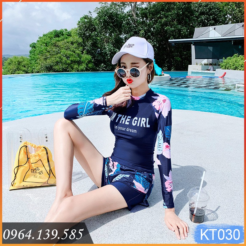 Bikini cặp đôi mẹ và bé gái, đồ bơi mẹ con, dáng thể thao dài tay chống nắng, chất bơi lycra đẹp | KT030