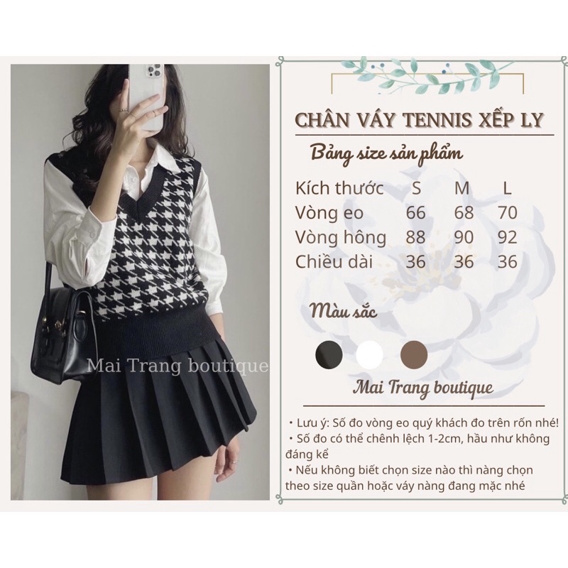 Chân váy tennis xếp ly lưng cao, Chân váy chữ a ngắn xếp li đẹp – (CV13)
