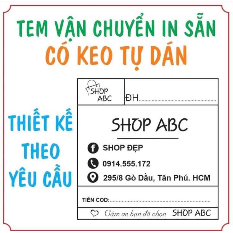 Cuộn tem decan in vận đơn, phiếu giao hàng in sẵn tên SHOP