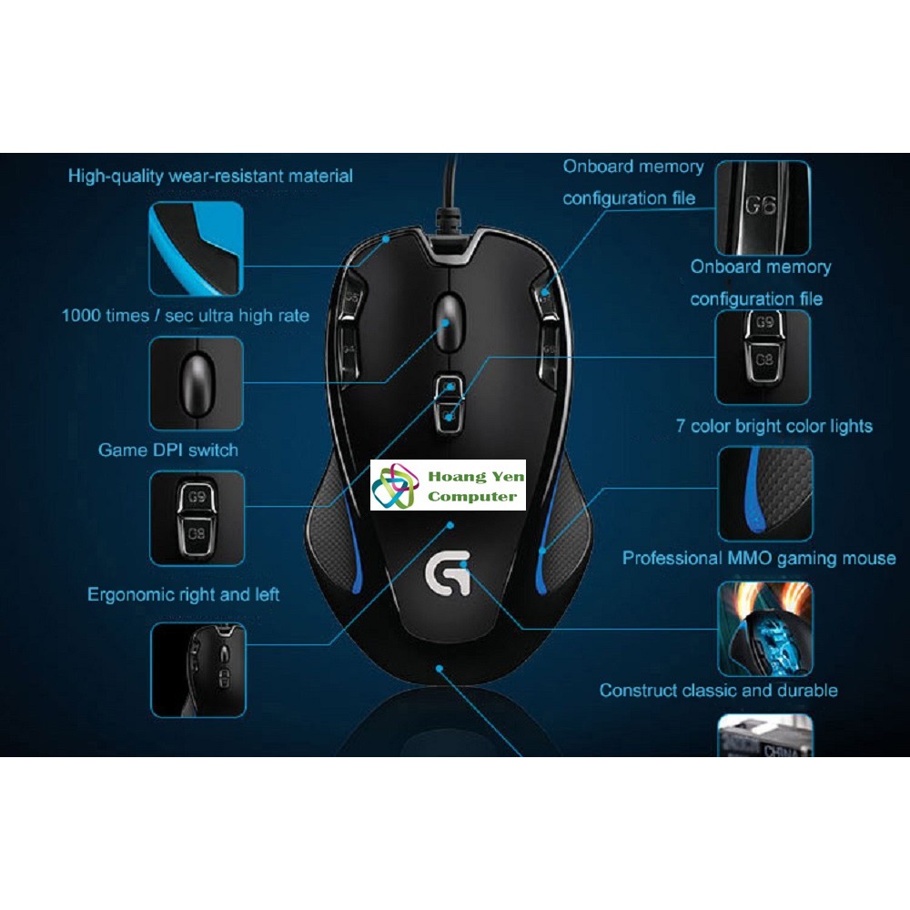 Chuột Gaming Có Dây Logitech G300S - 9 Nút Bấm Có Thể Lập Trình Qua Phần Mềm - BH 24 Tháng Chính Hãng