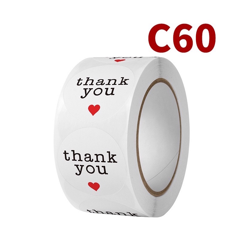 set 100 tem dán/ nhãn dán Thank you mẫu 1 size 2.5 cm