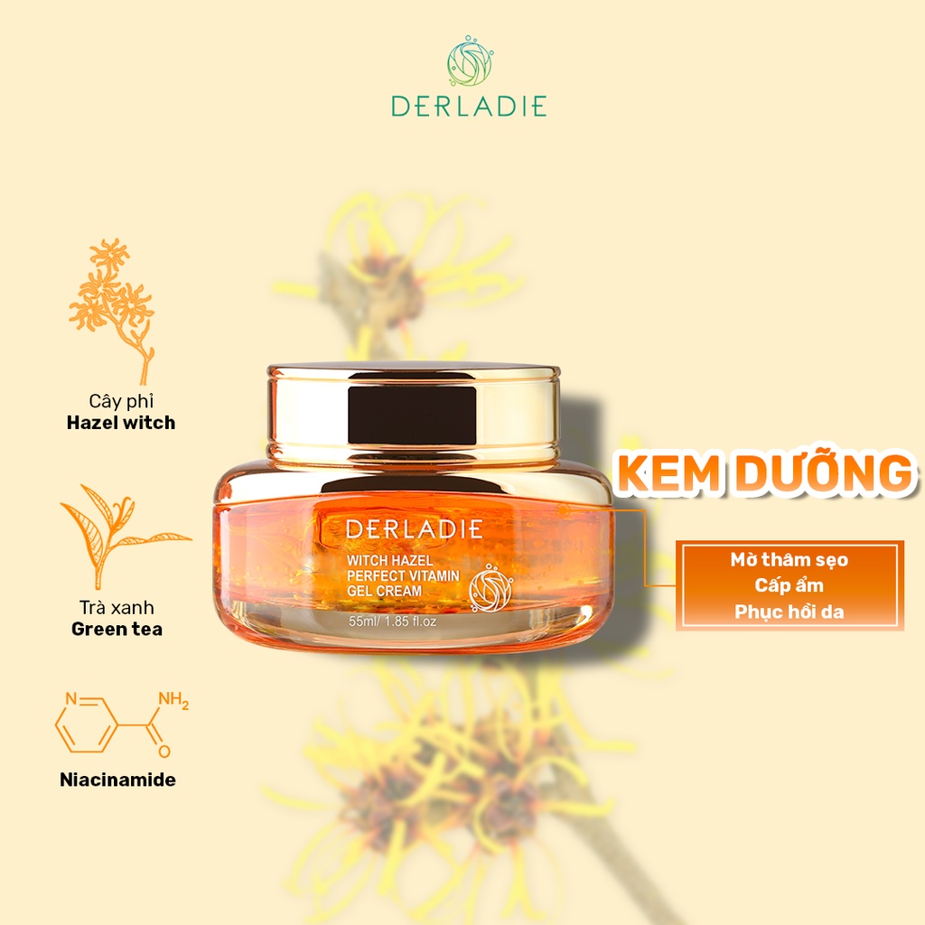 Kem Derladie Witch Hazel Perfect Vitamin Gel Cream 55ml làm mờ sẹo, giảm thâm, chống lão hóa Chính Hãng Nhập Khẩu