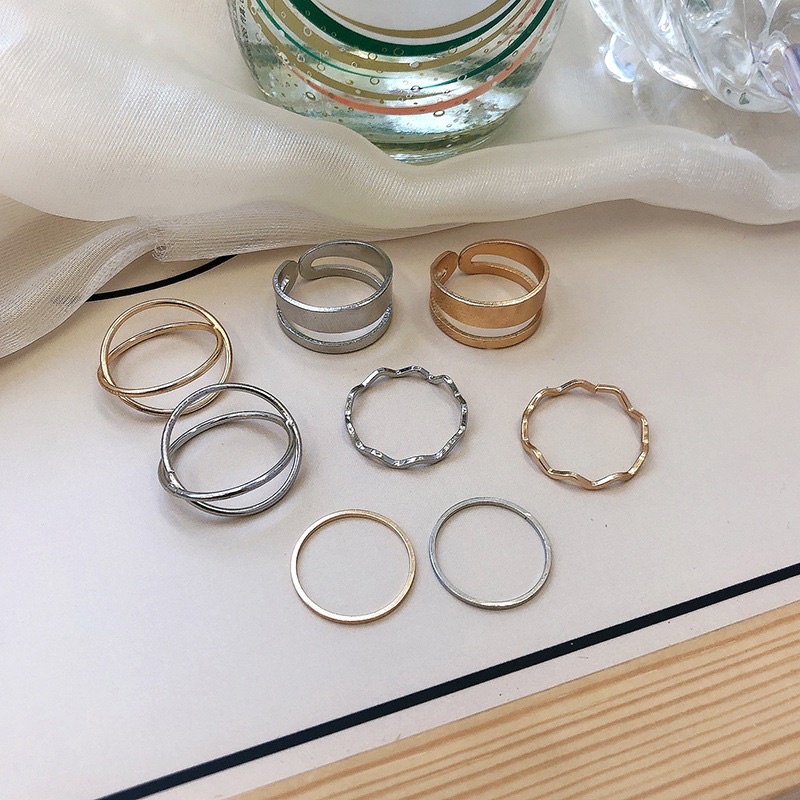 set nhẫn 5 cá tính phong cách hàn quốc unisex