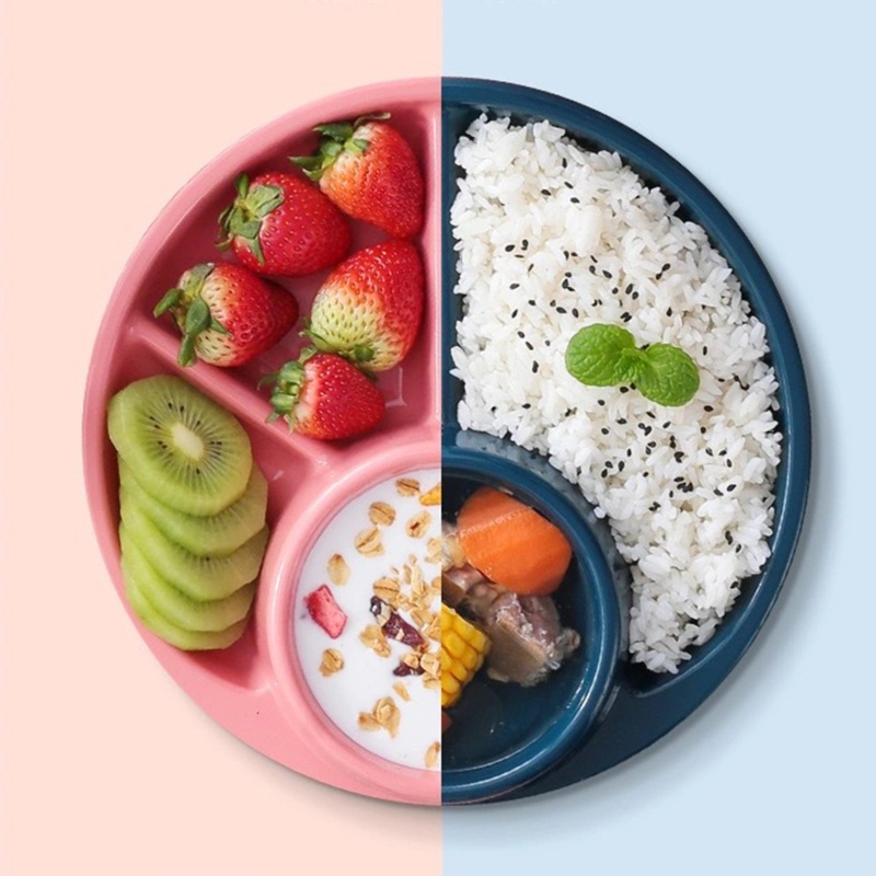 Bộ Dụng Cụ Ăn Gồm Tô Muỗng Nĩa Bằng Nhựa Chia Ngăn Chống Nóng Dành Cho Bé