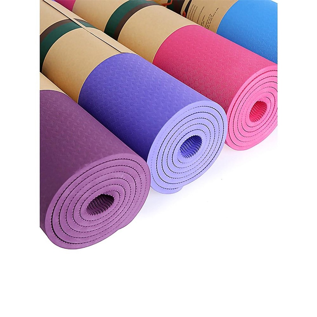 Thảm Tập Yoga TPE 8mm 1 Lớp Đúc Dày Vân Chống Trơn Trượt Có Thể Dùng Làm Chiếu Ngủ YO50