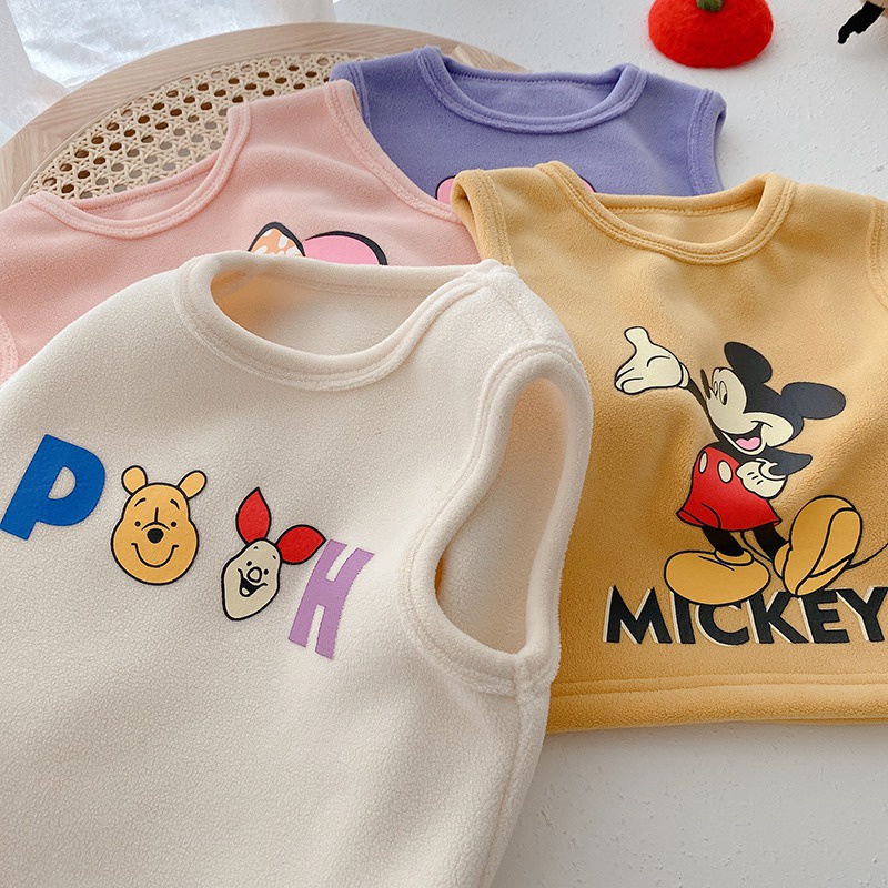 Áo không tay giữ ấm họa tiết hoạt hình đáng yêu dành cho bé